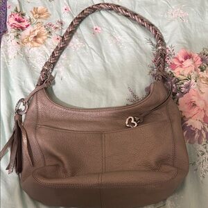 Brighton Elegant Taupe Leather Shoulder Bag new condition e513105 braided